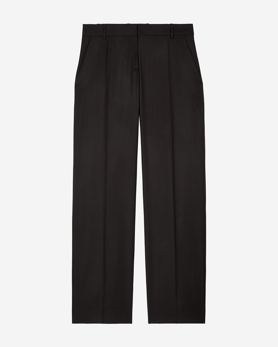 Black wool wide-leg pants