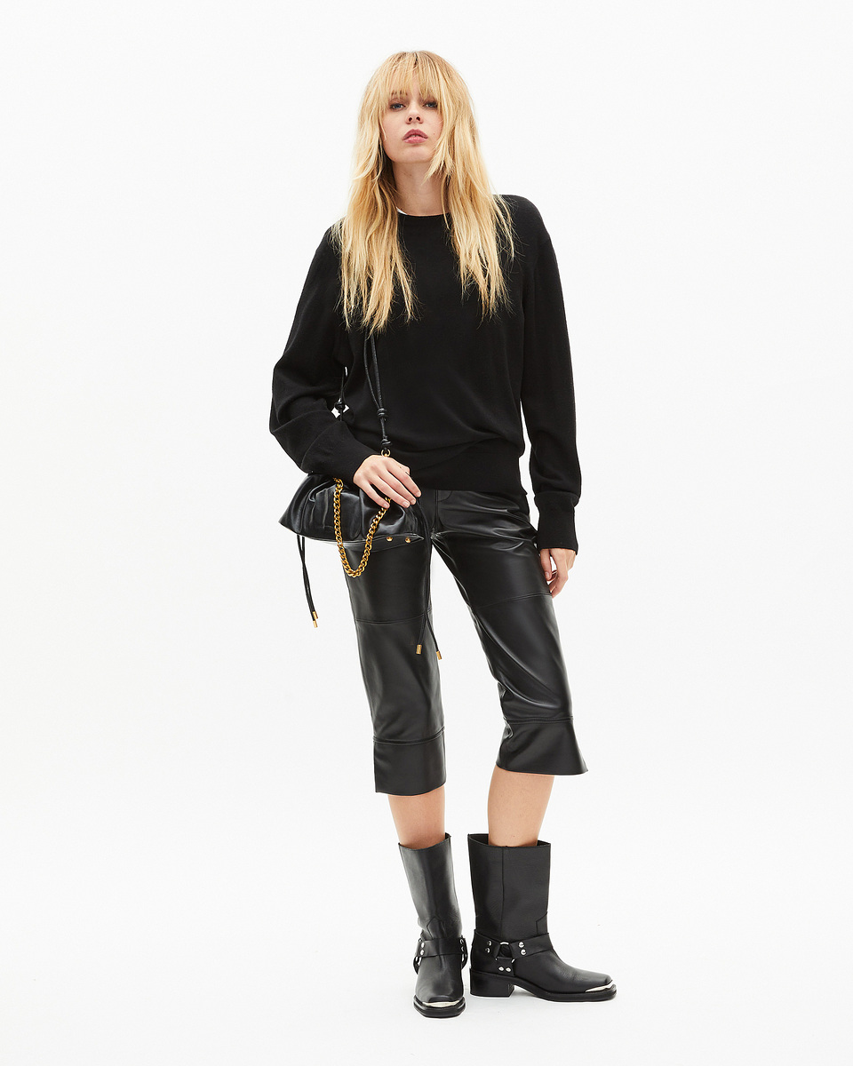 Black leather capri pants