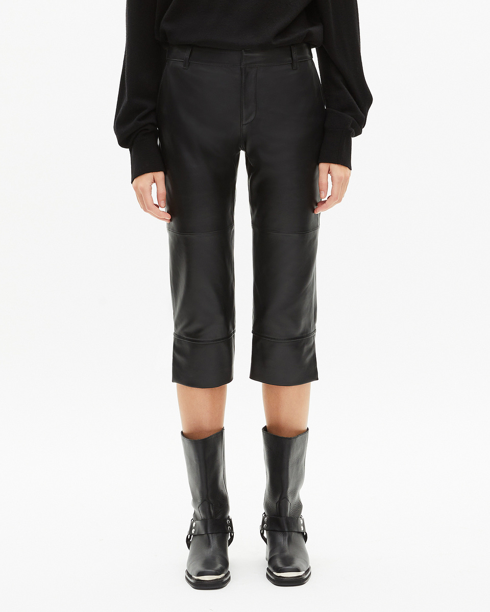 Black leather capri pants