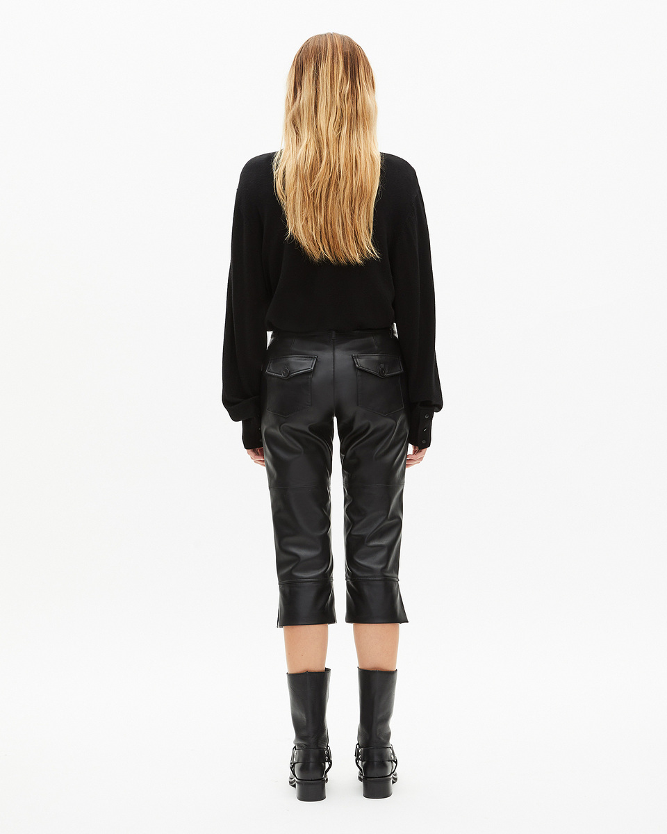 Black leather capri pants