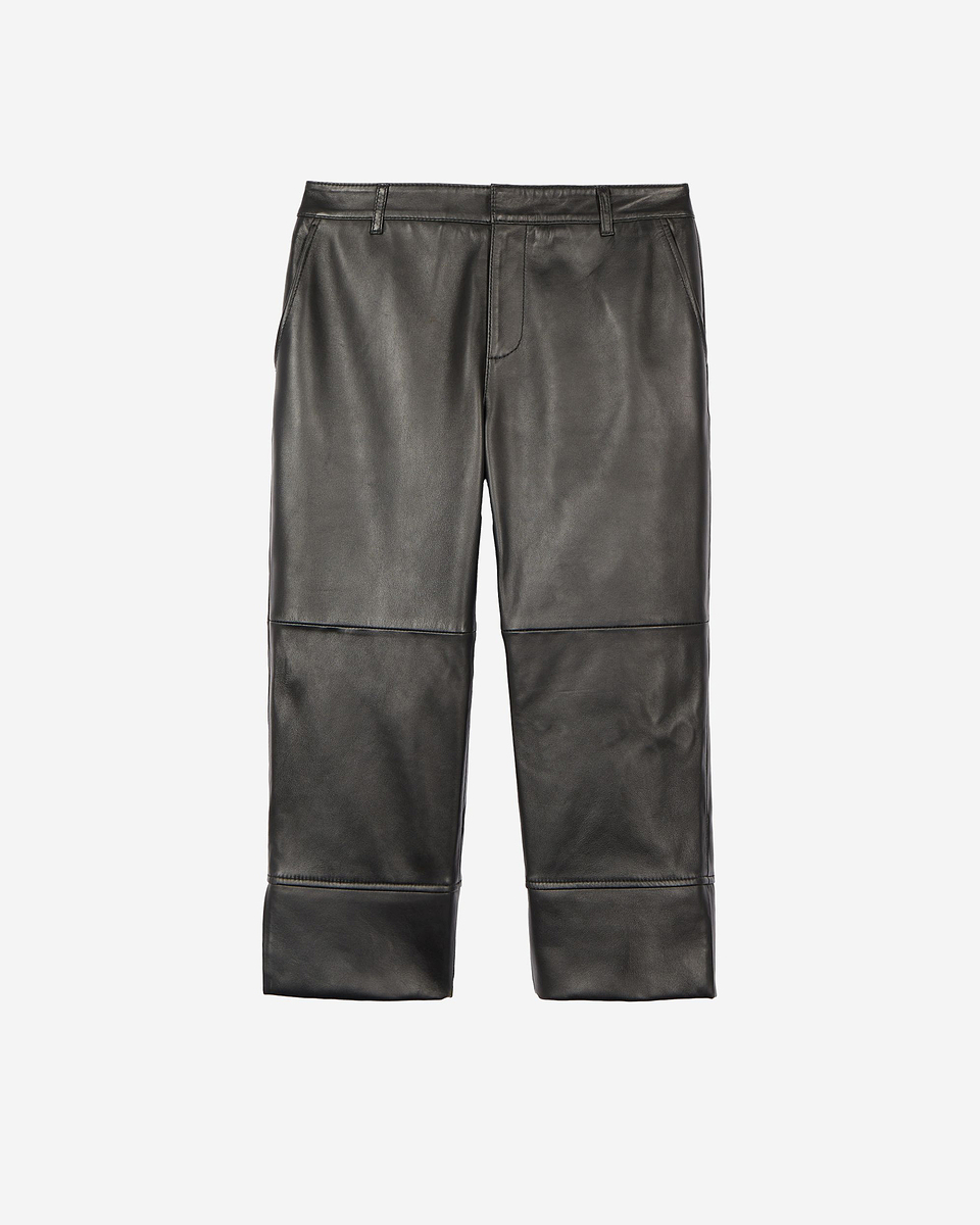 Black leather capri pants