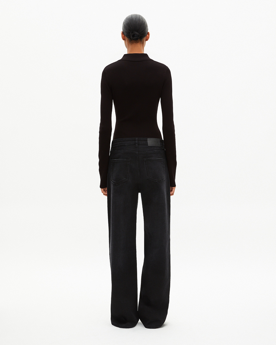 Black rib-knit bodysuit