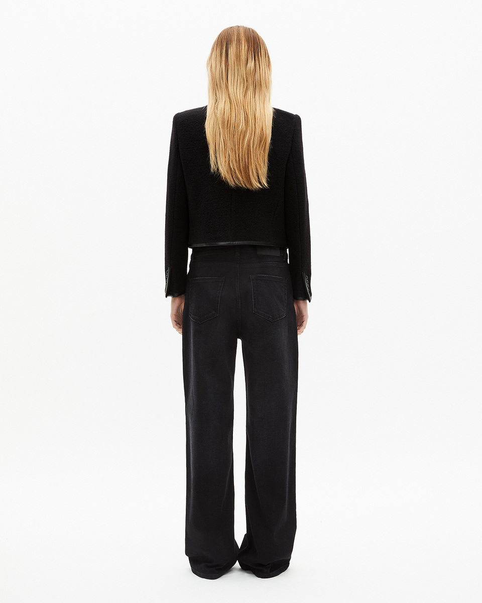 Officer-style jacket in black wool