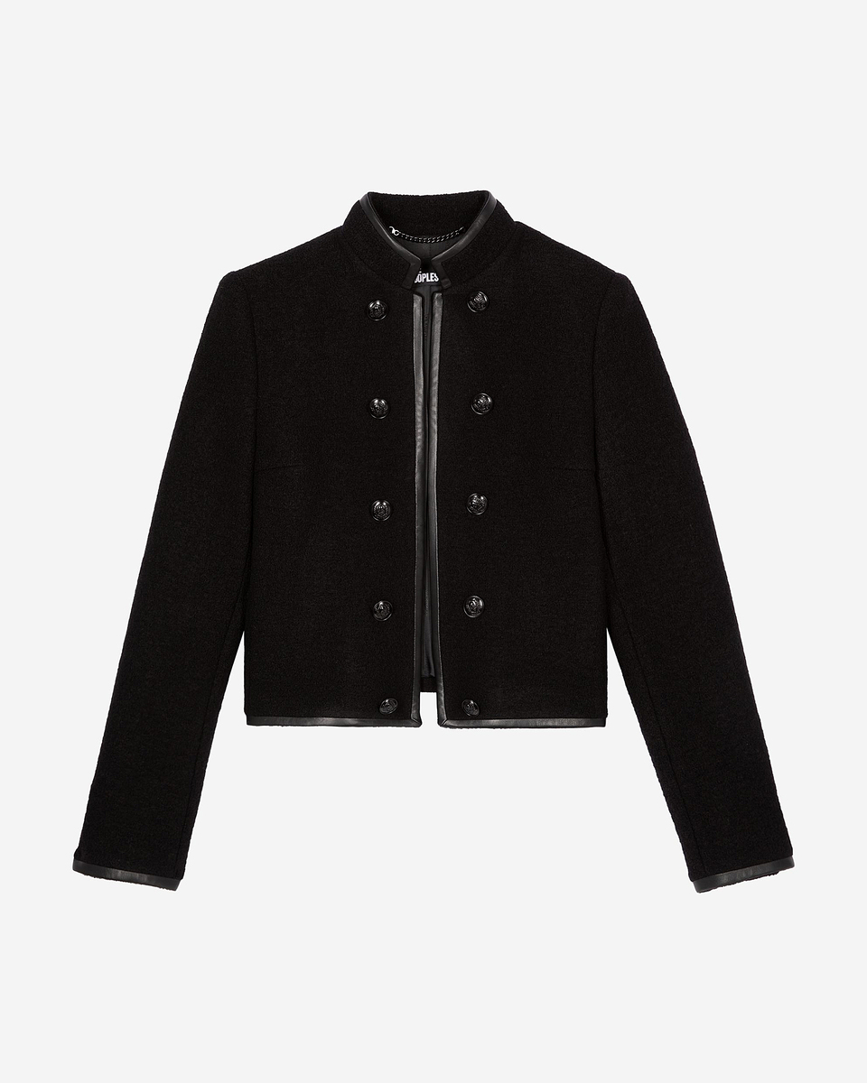 Officer-style jacket in black wool