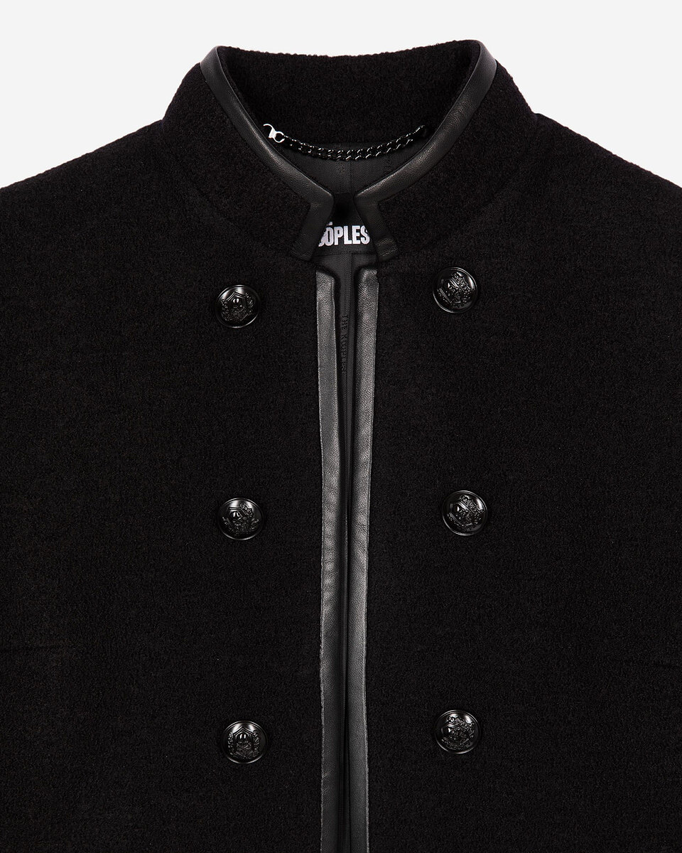 Officer-style jacket in black wool