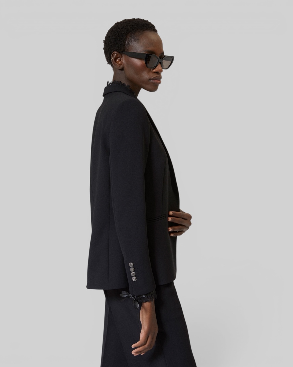 Suit jacket with black lace band