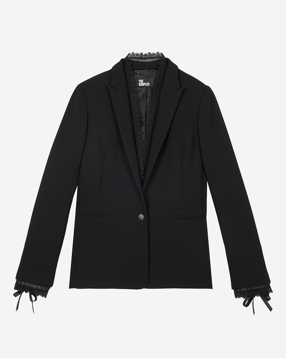 Suit jacket with black lace band