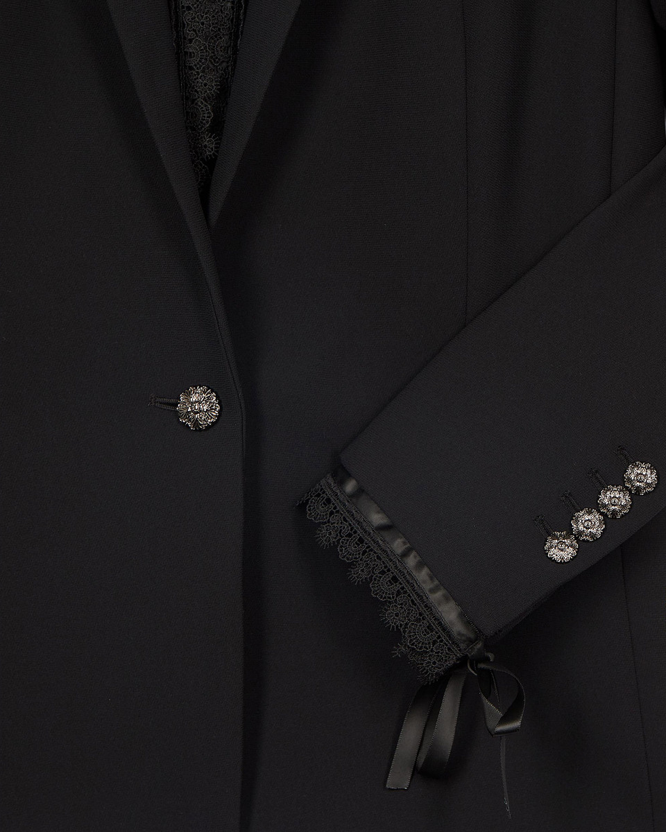 Suit jacket with black lace band