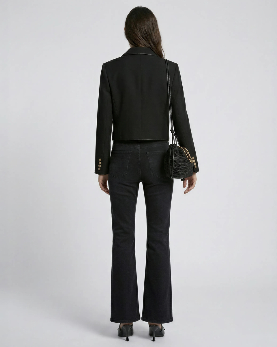 Short black wool-blend jacket