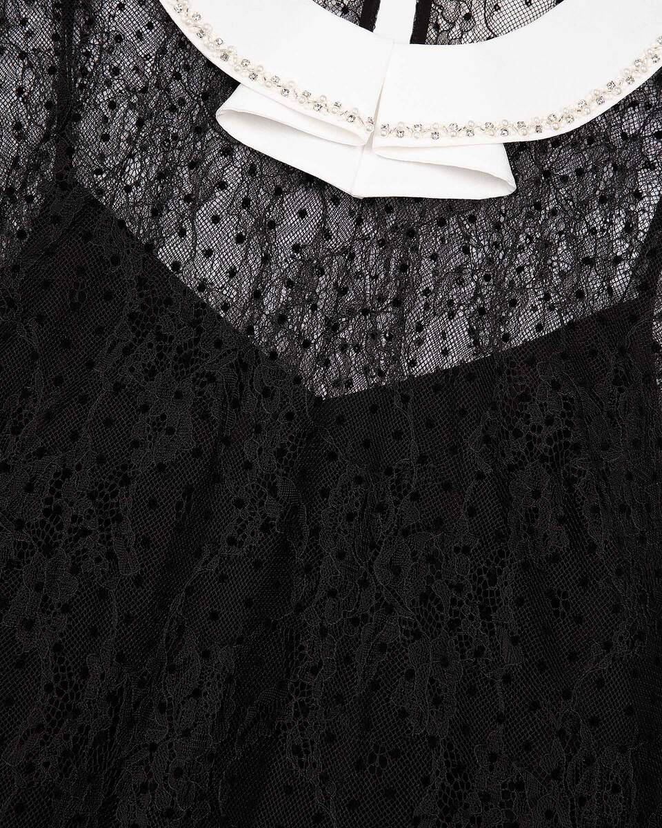 Plumetis lace top with black rhinestones