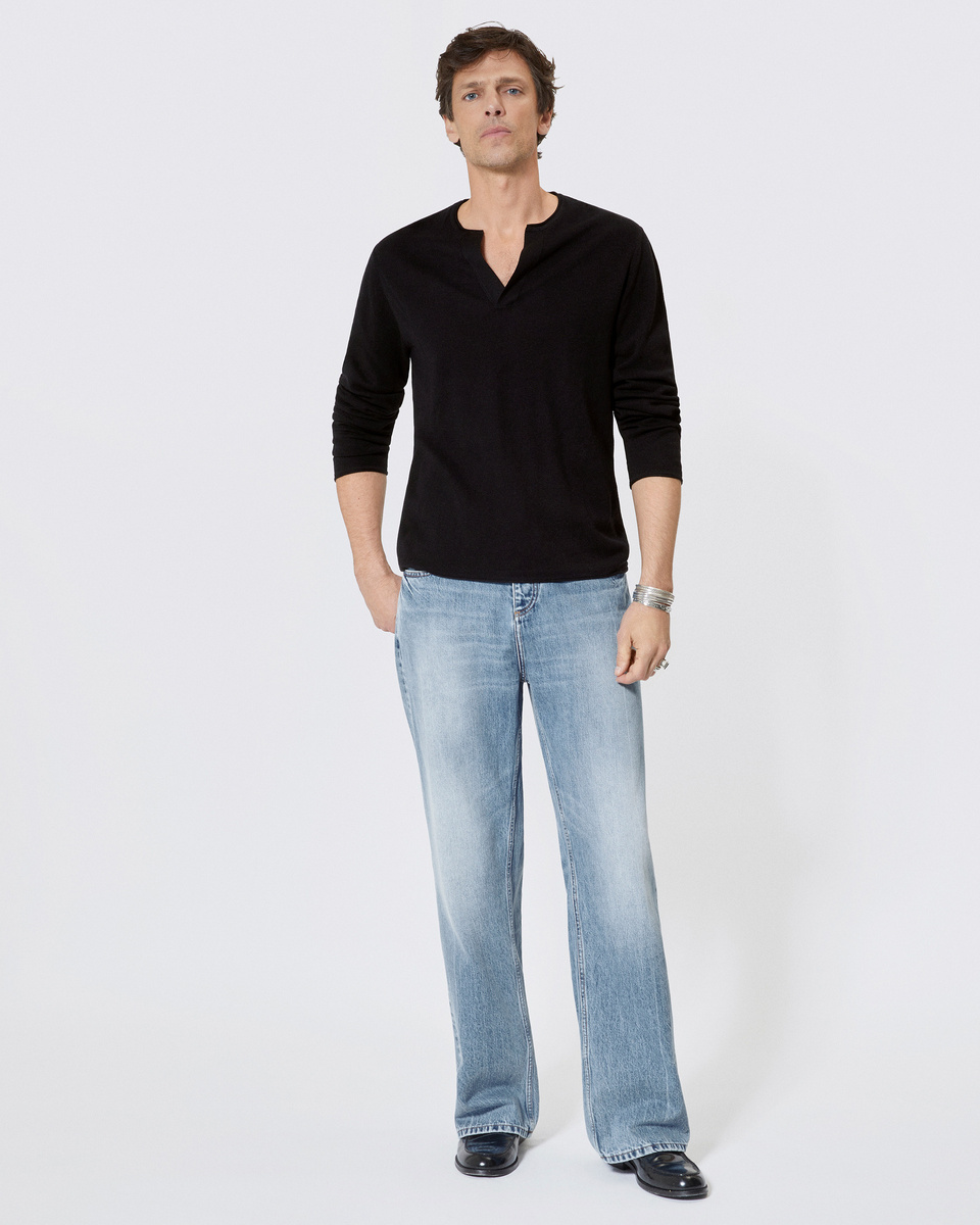 Black tunisian collar sweater