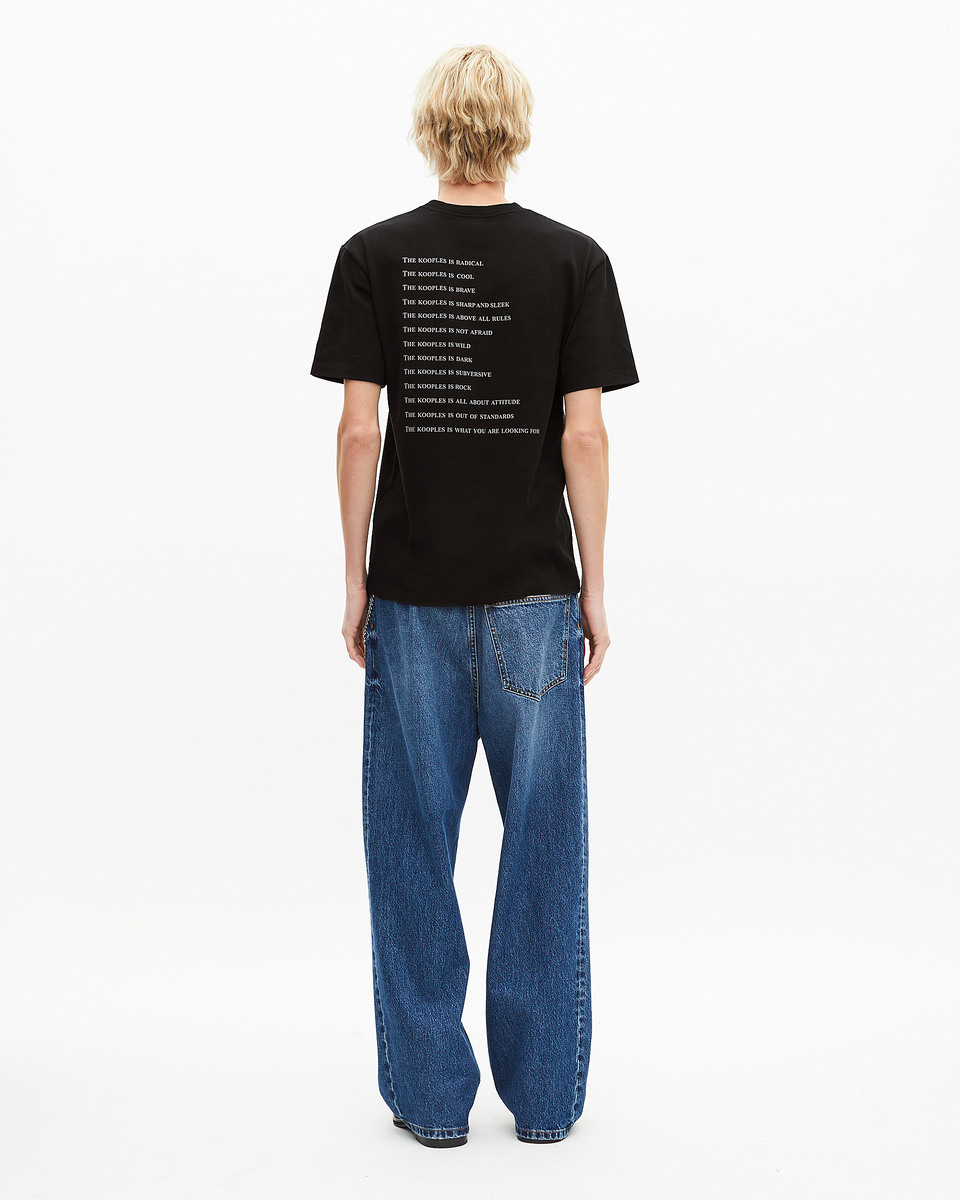 Black What Is denim patch t-shirt