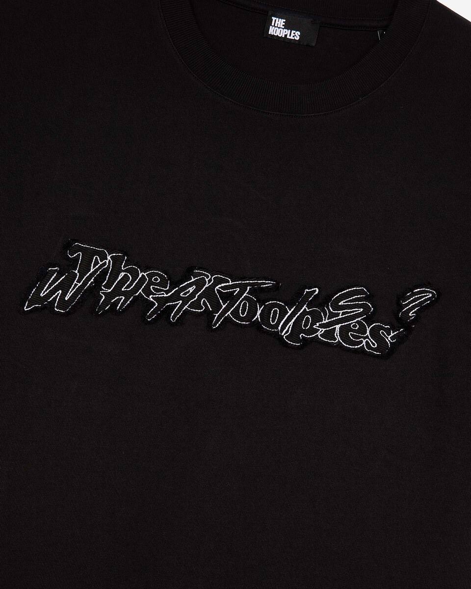 Black What Is denim patch t-shirt