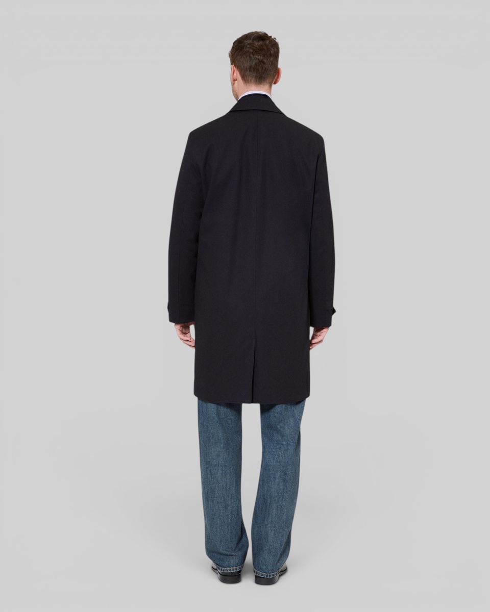 Black single-breasted trench coat