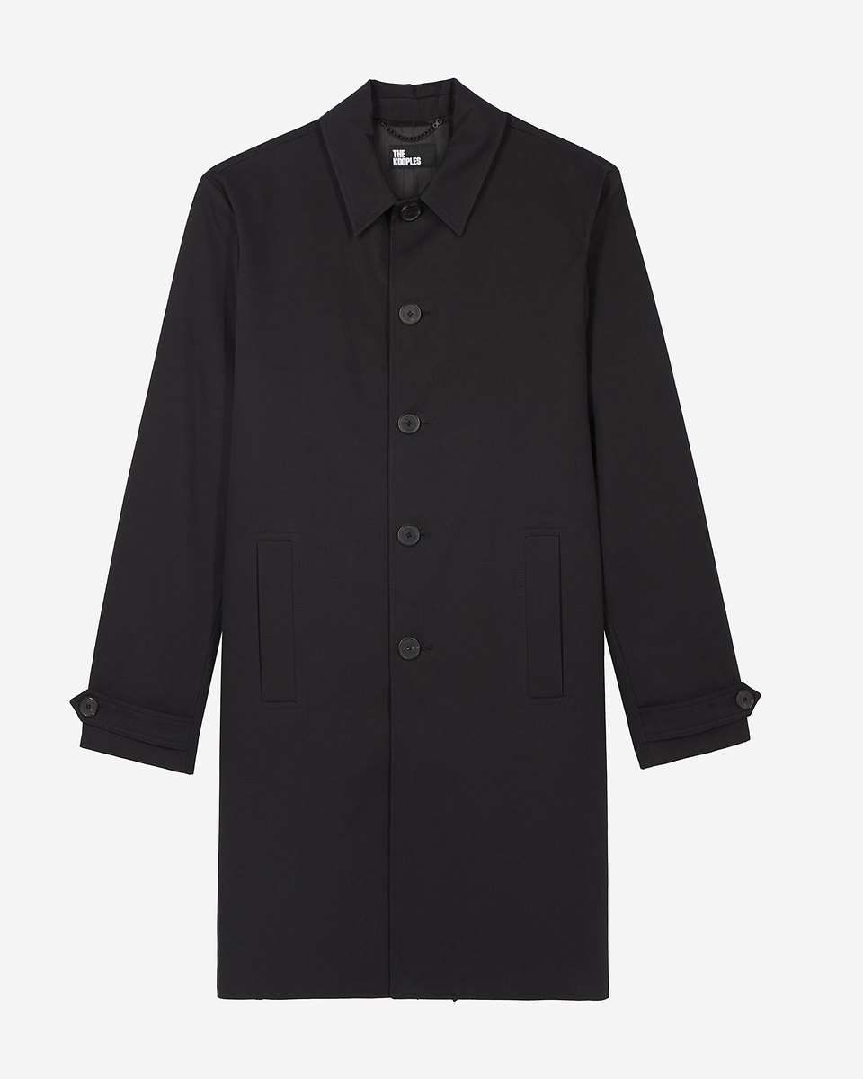 Black single-breasted trench coat