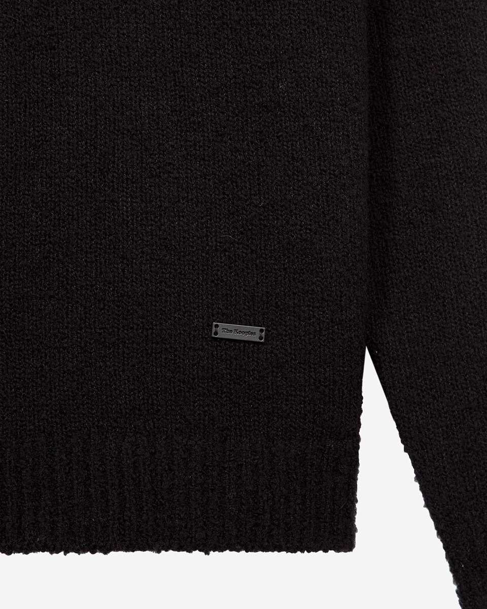 Black wool tunisian collar sweater