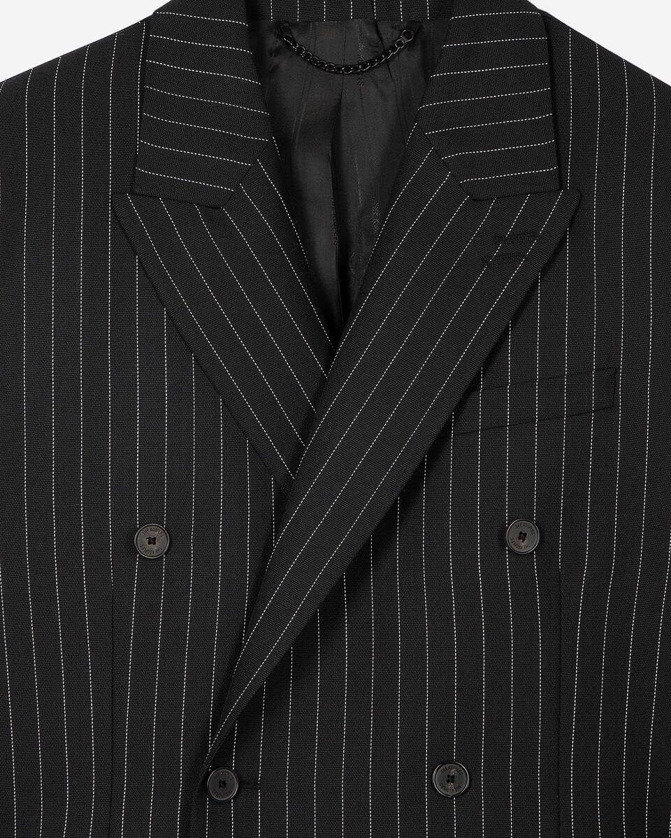 Black double-breasted striped jacket