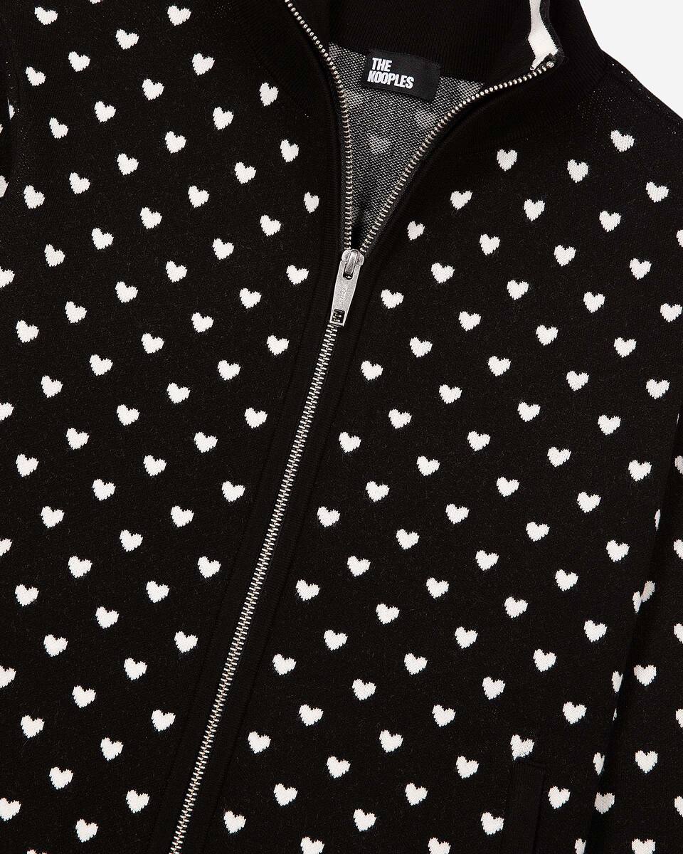 Black heart-print zipped cardigan