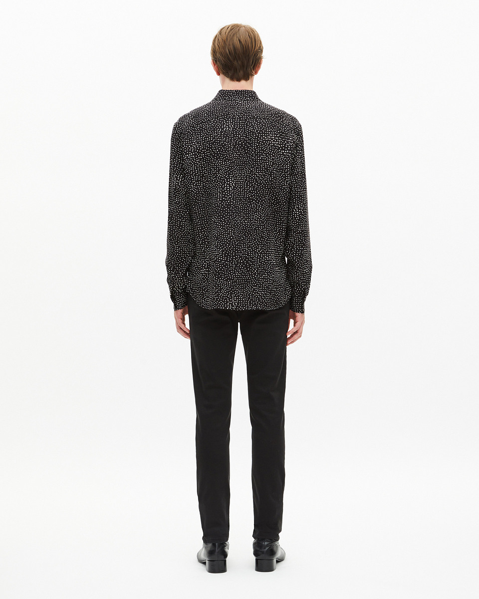 White and black micro dot print shirt