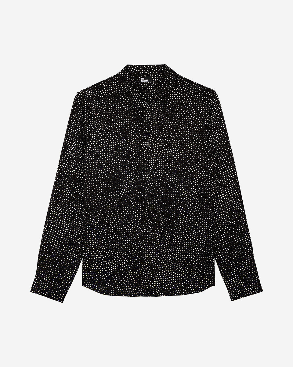 White and black micro dot print shirt