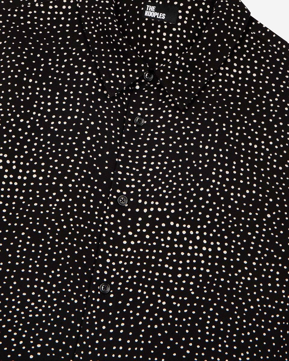 White and black micro dot print shirt