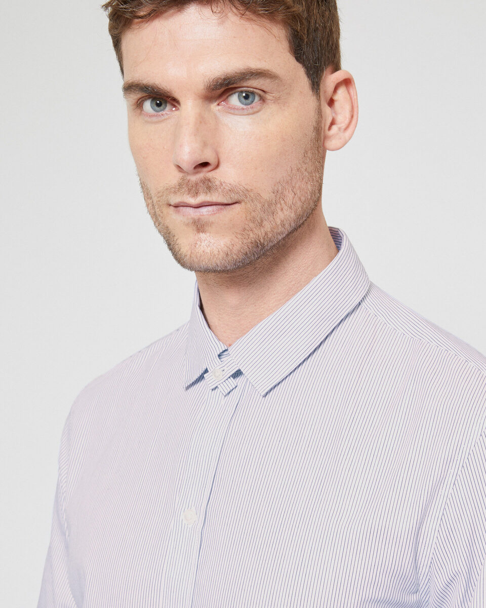 Black striped collared shirt