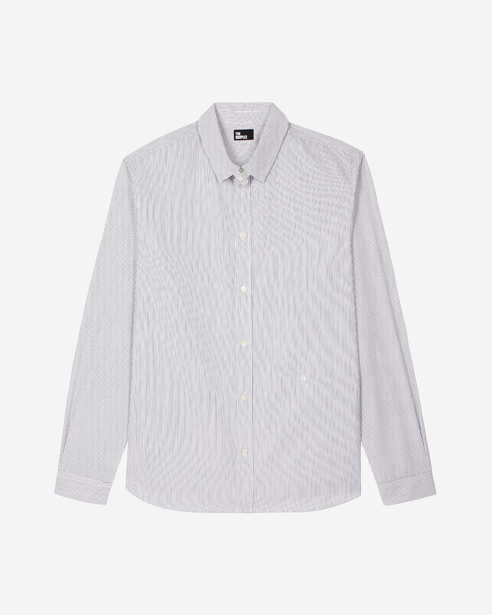 Black striped collared shirt