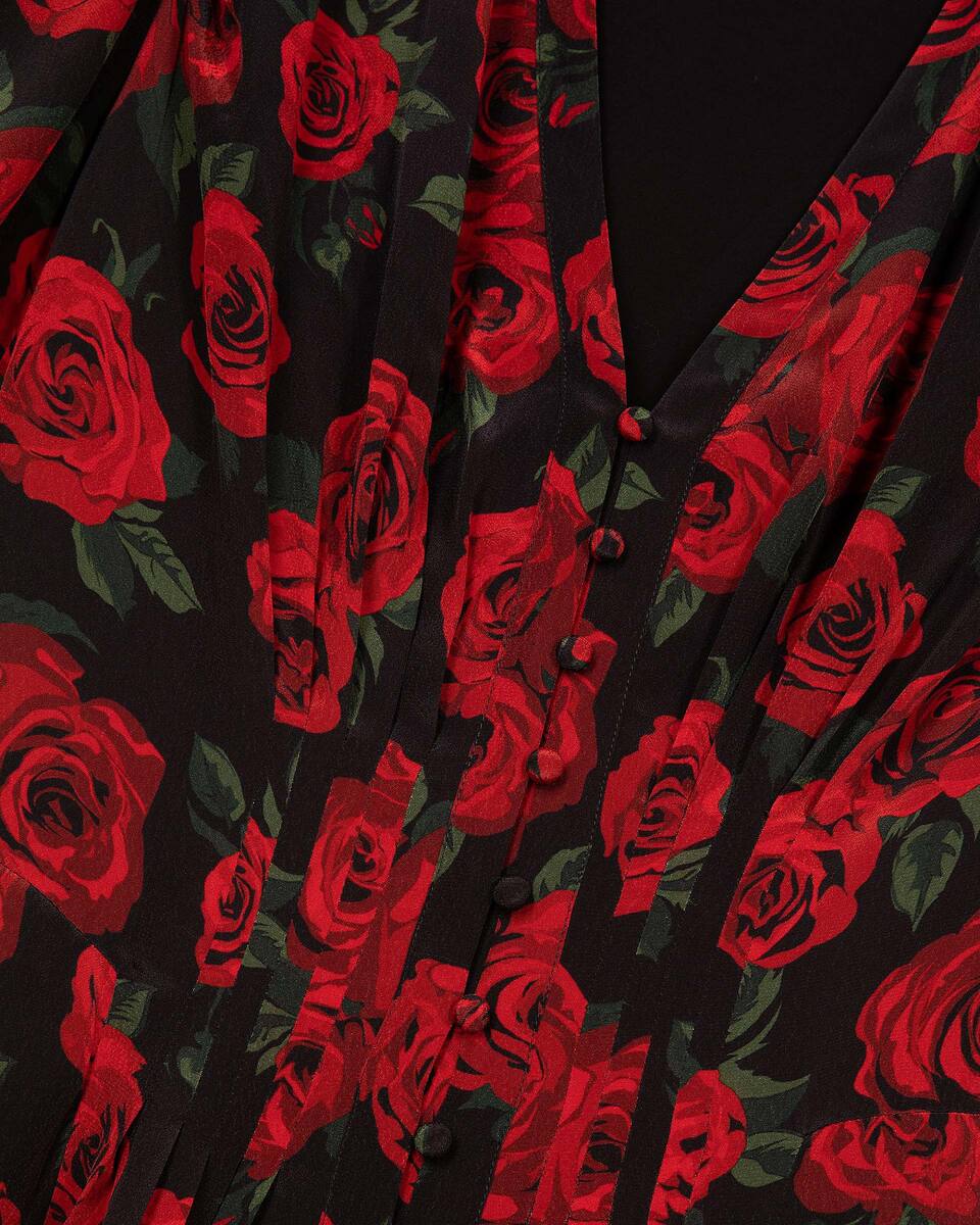 Red floral print short dress