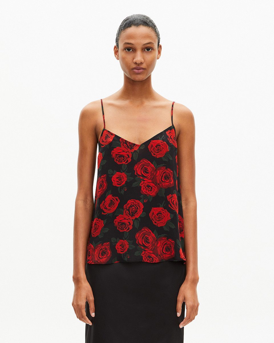 Red floral print camisole