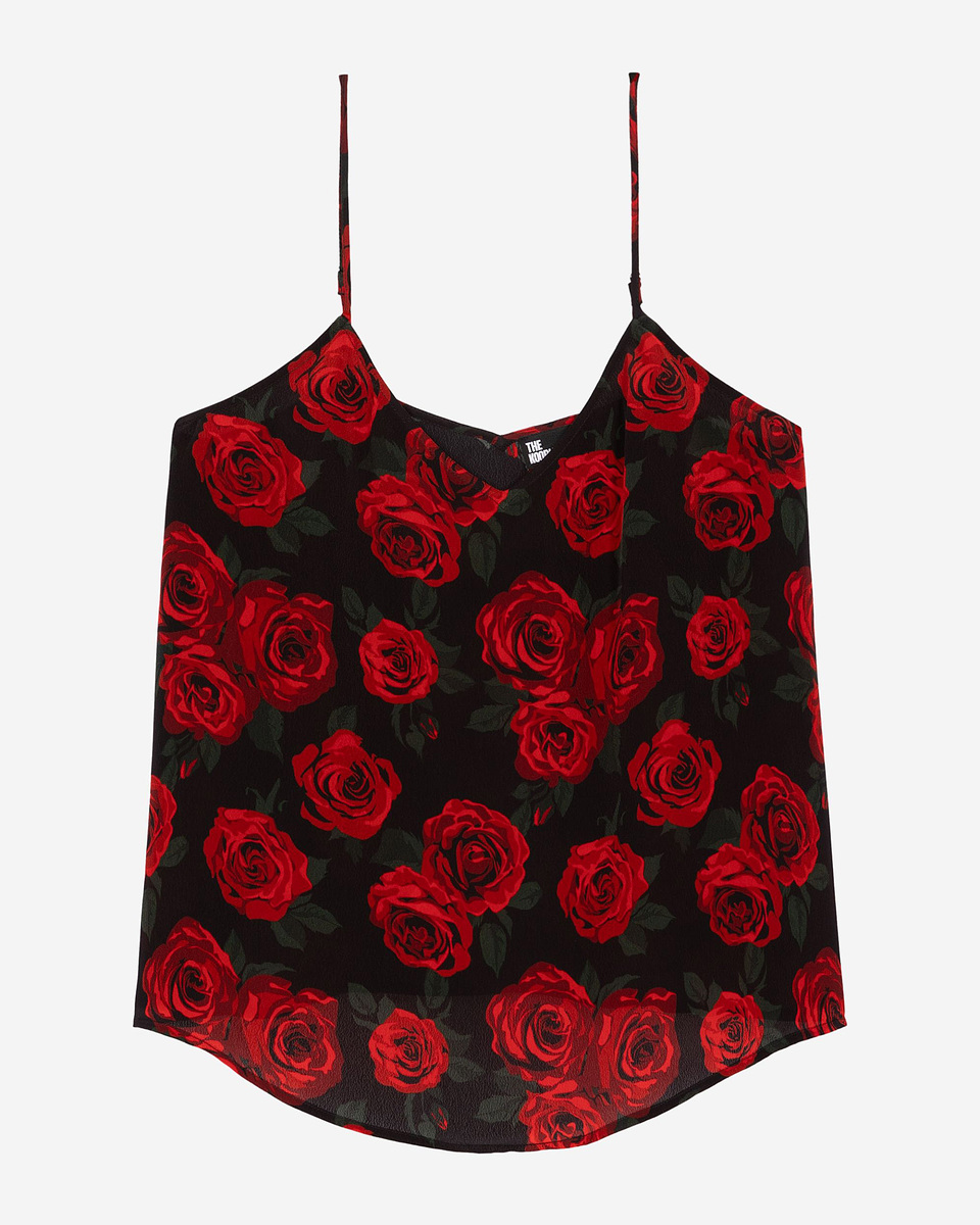 Red floral print camisole
