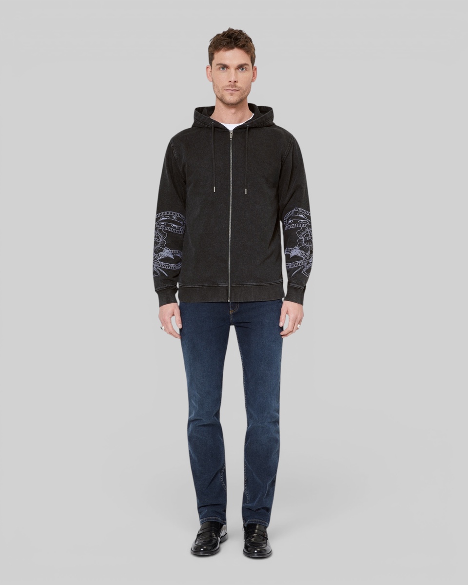 Hooded sweatshirt with black embroidery