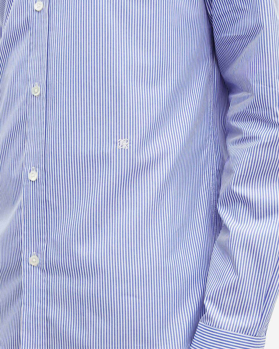 White and blue striped shirt