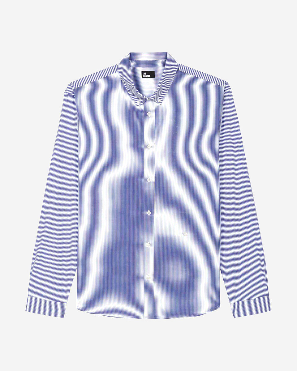 White and blue striped shirt