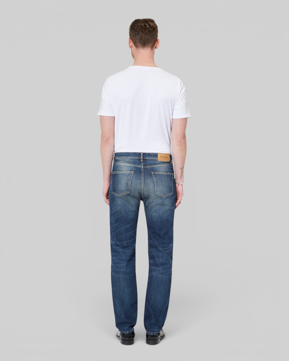 straight blue faded jeans