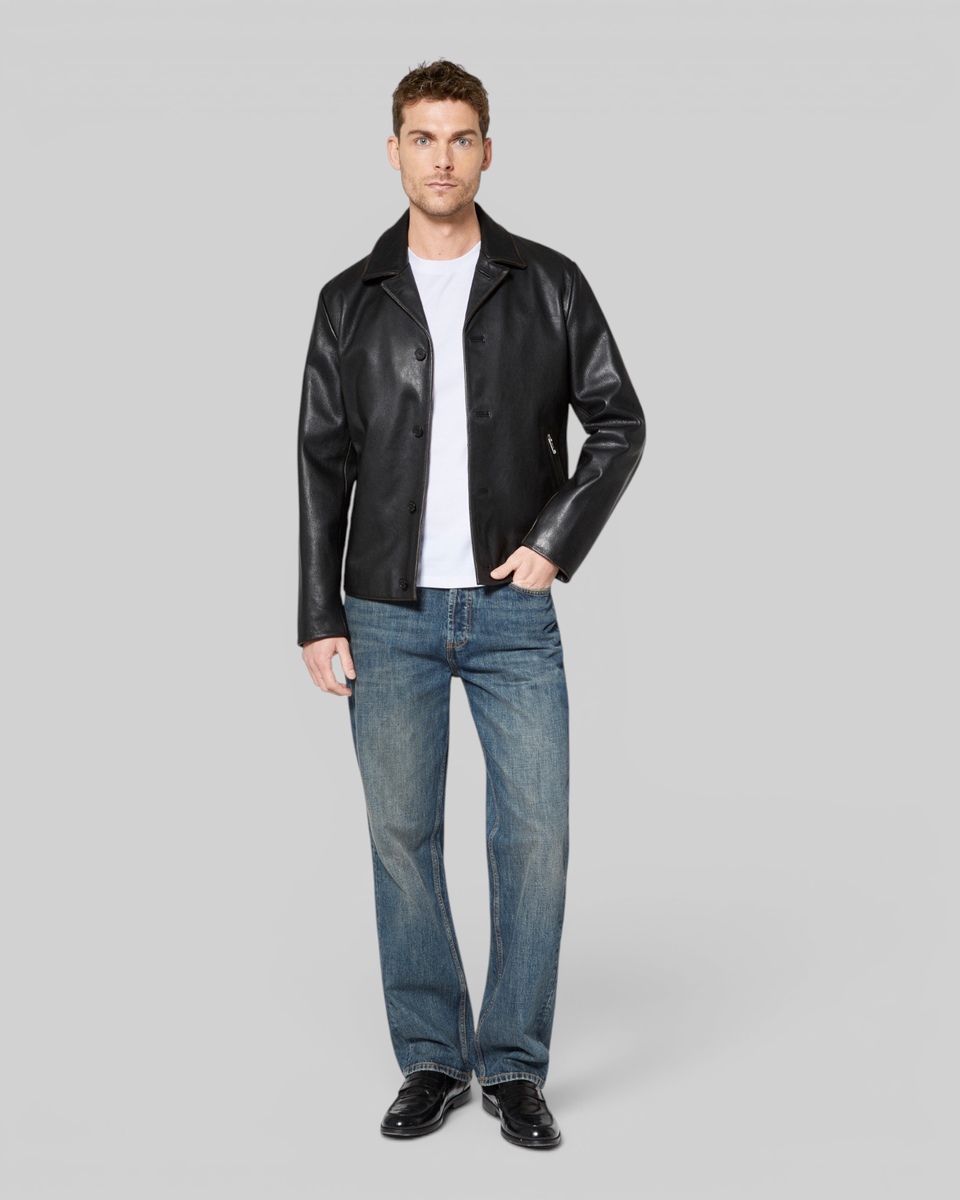 Blue-gray straight-leg jeans