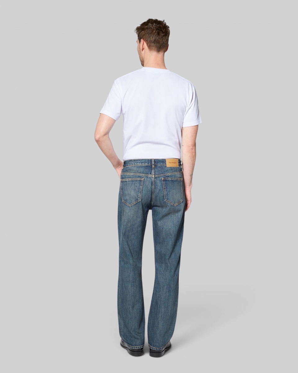 Blue-gray straight-leg jeans