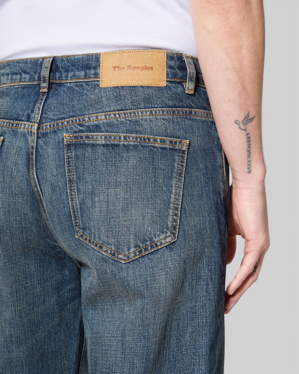 Blue-gray straight-leg jeans