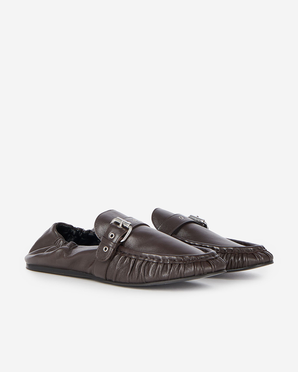 Brown leather loafers