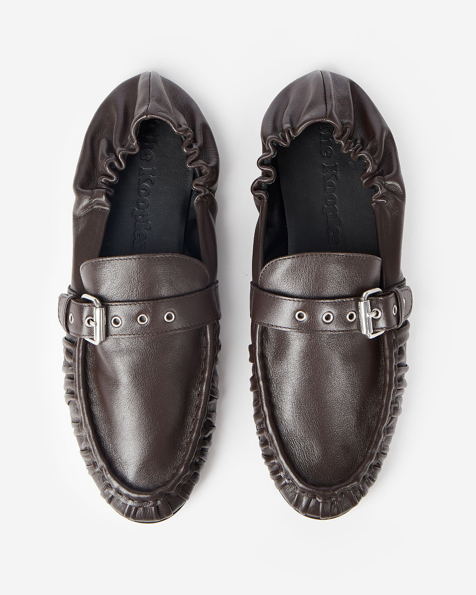 Brown leather loafers