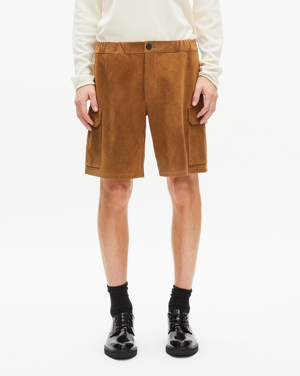 Camel suede shorts