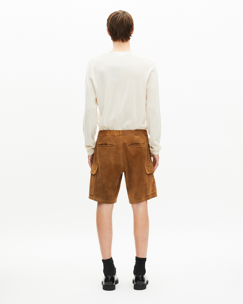 Camel suede shorts