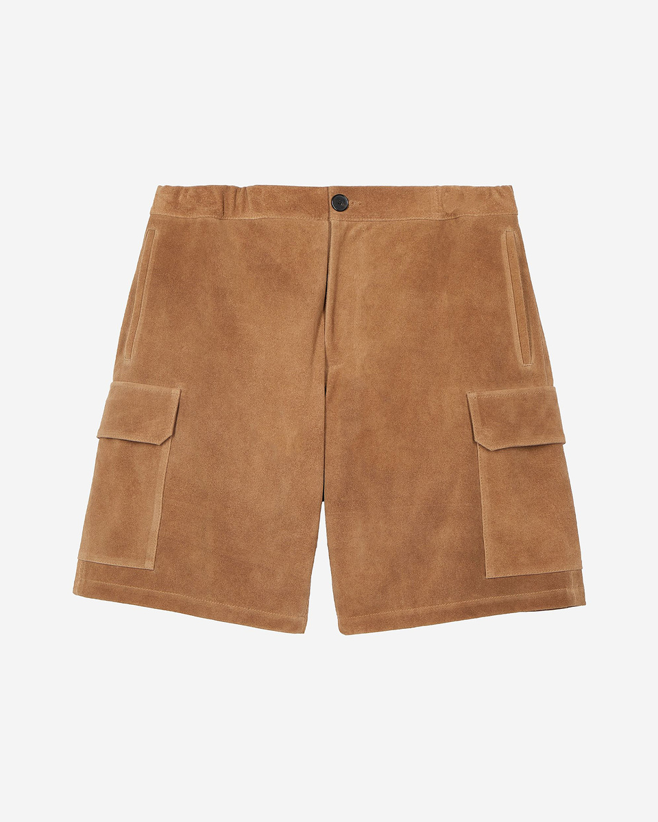 Camel suede shorts