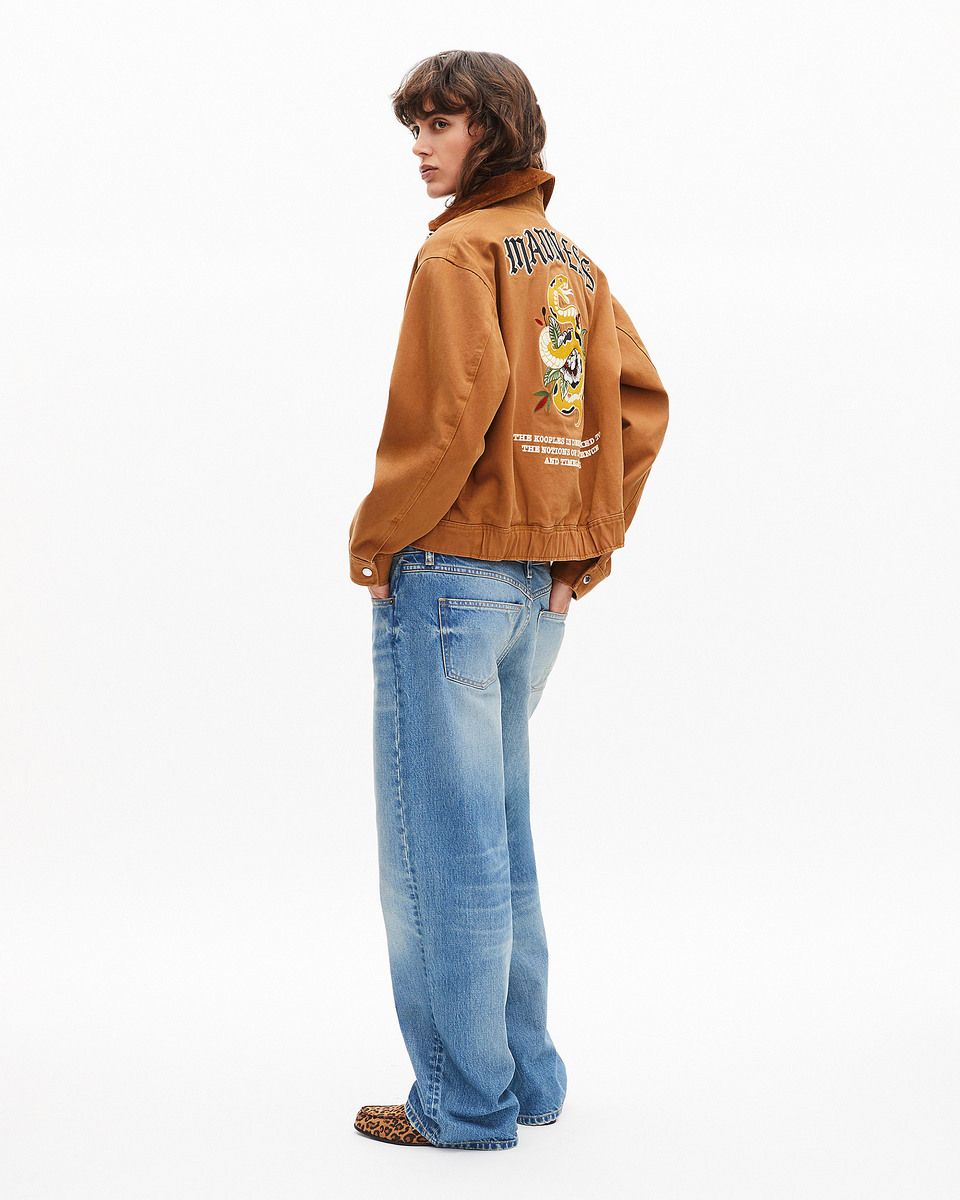 Camel cotton embroidered back jacket