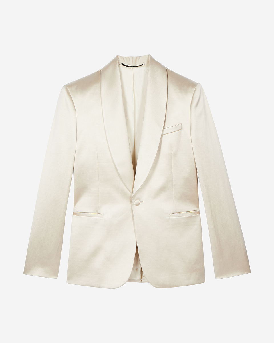 Off-white satin tuxedo jacket