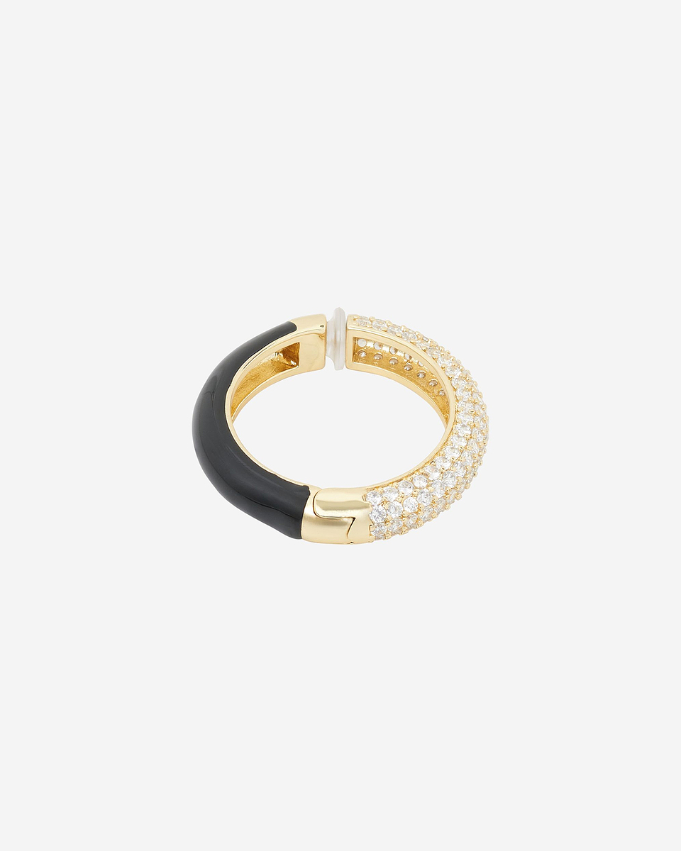 Ear cuff with gold and black rhinestones