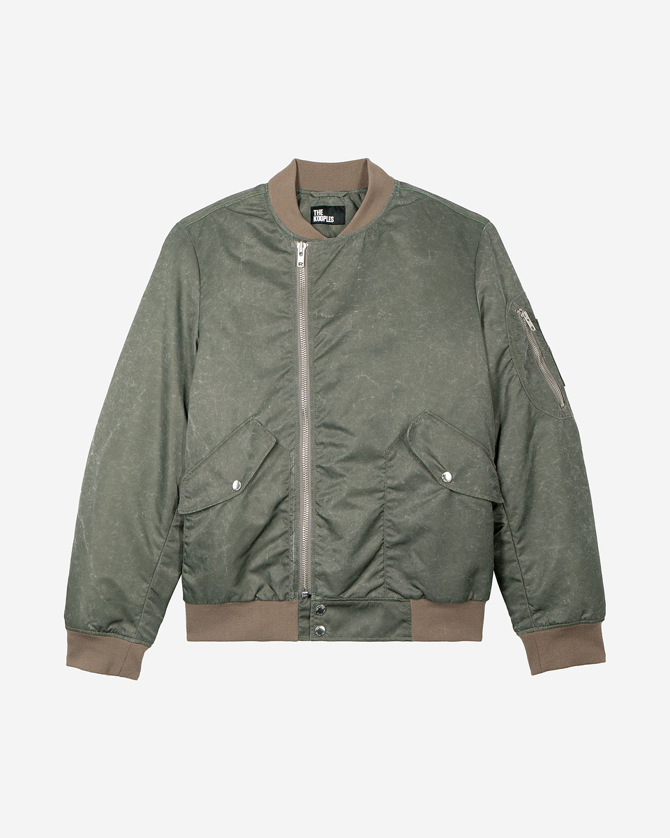 Khaki marble-effect bomber