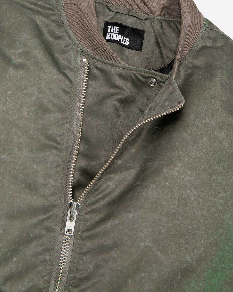 Khaki marble-effect bomber
