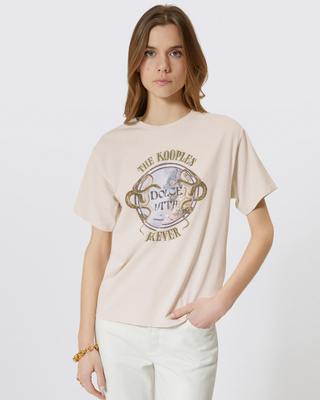 T-shirt with beige screen print