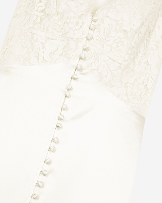 Long silk dress with ecru lace