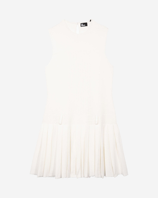 Short dress in ecru pleated mesh